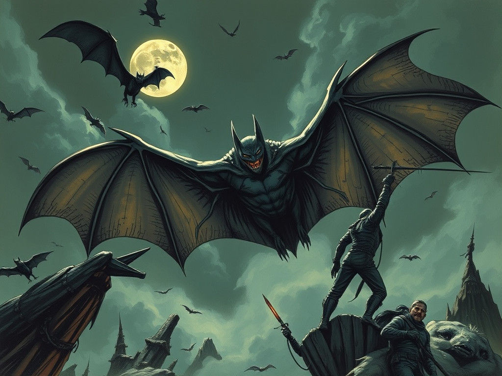 Fantastical Cyberpunk Landscape Battle Scene