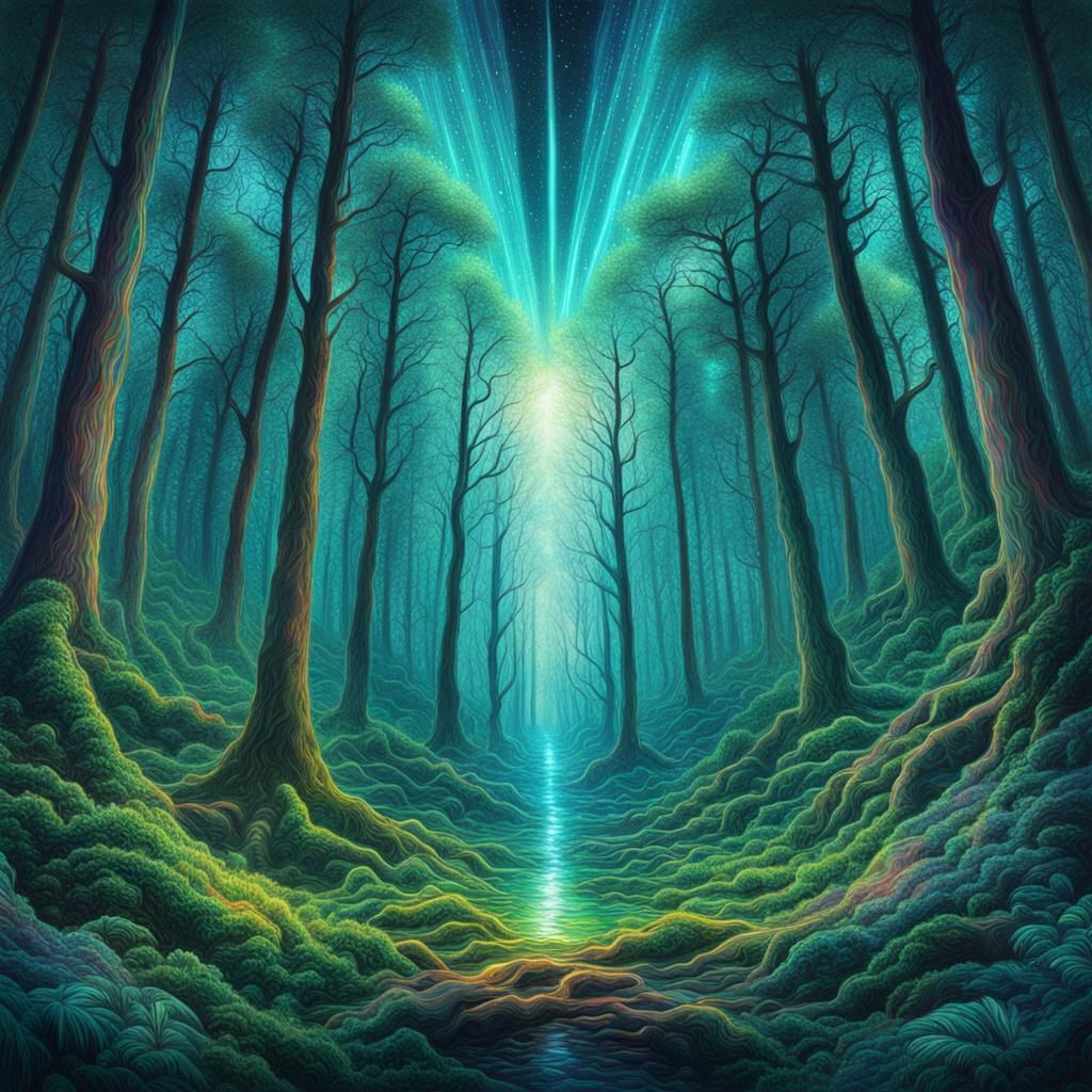 Cosmic Forest Optical Illusion
