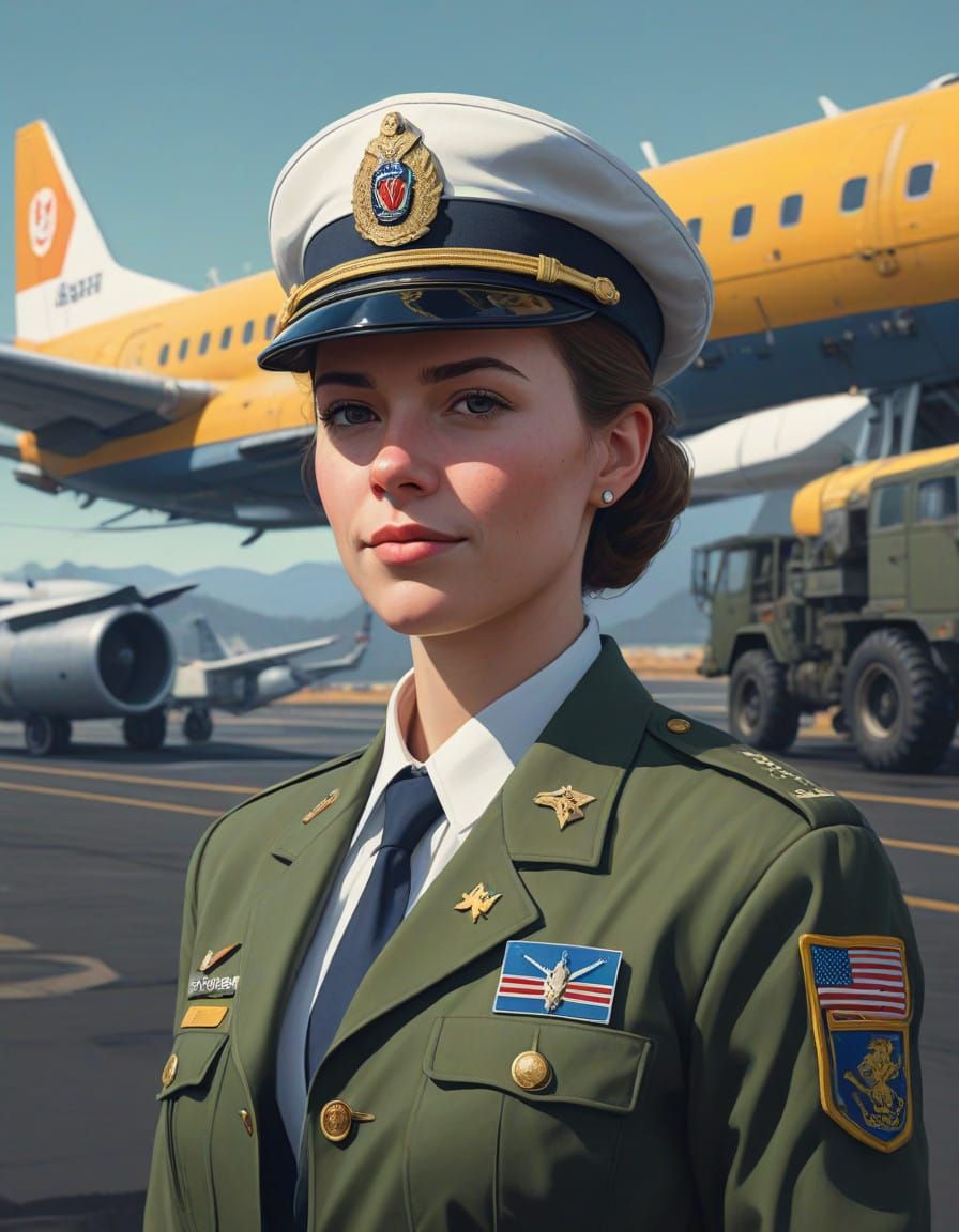Vintage-Style American Airliner Pilot in Service Uniform