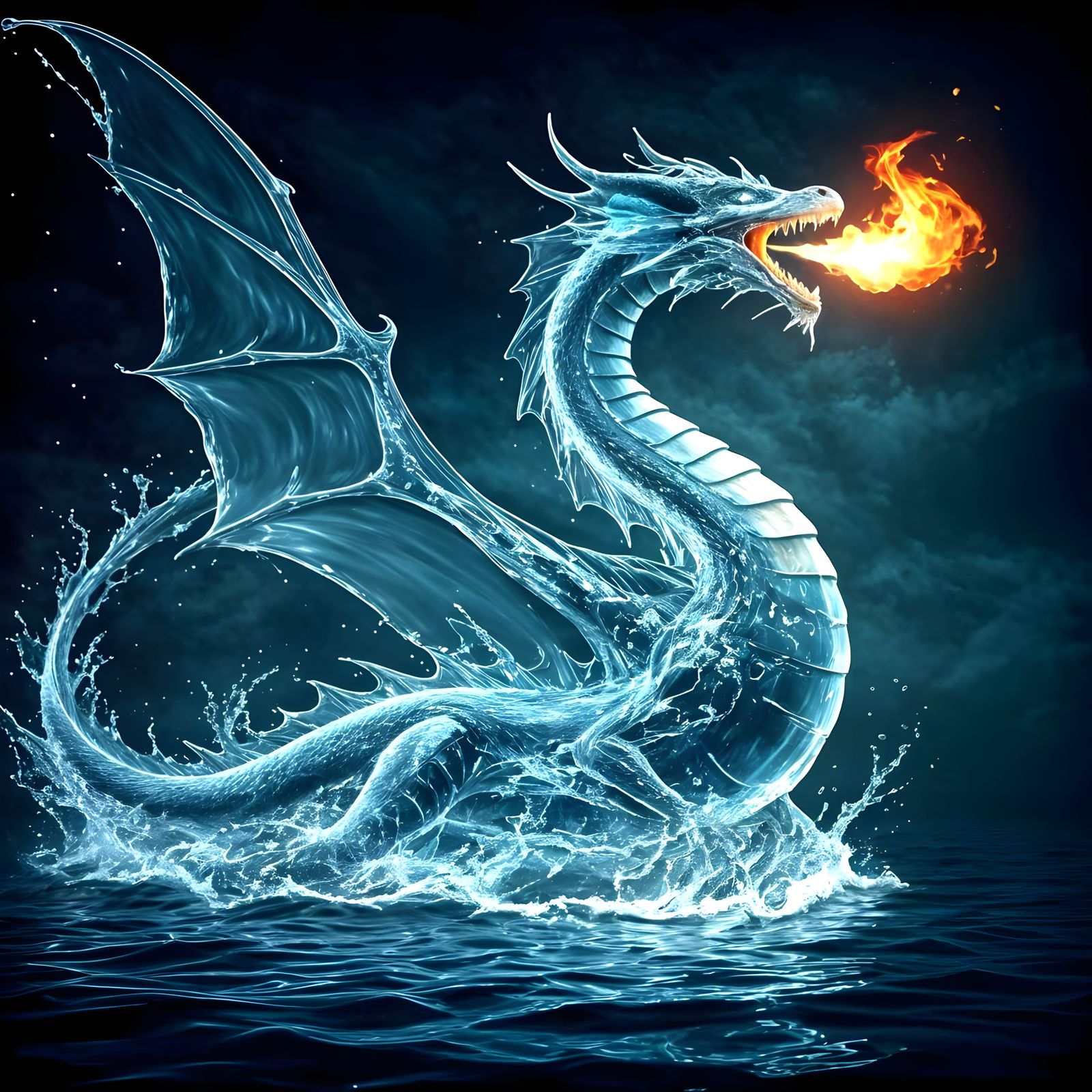 Water Dragon Takes Flight in Dark Fantasy Masterpiece