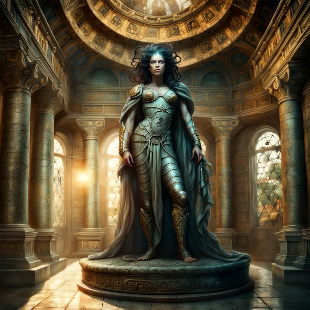 Regal Medusa Reigns in Ancient Greek Castle