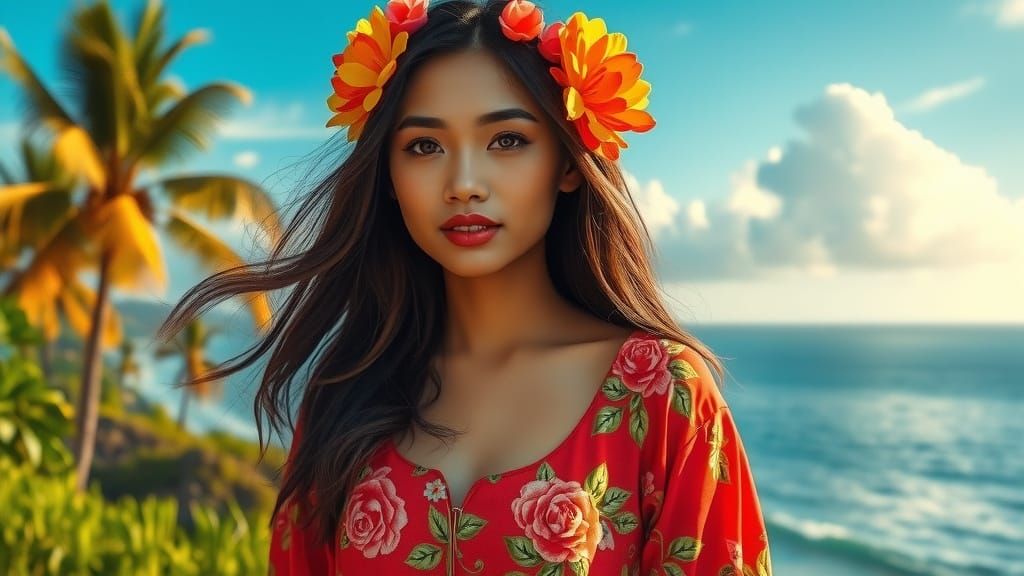 A Gentle Indonesian Woman in Harmony with Nature