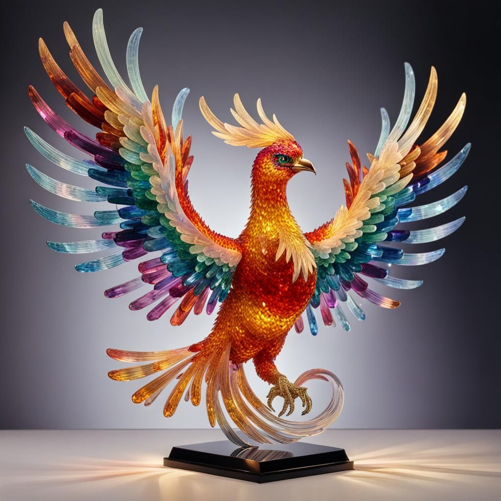 Mystical Crystal Phoenix Soars