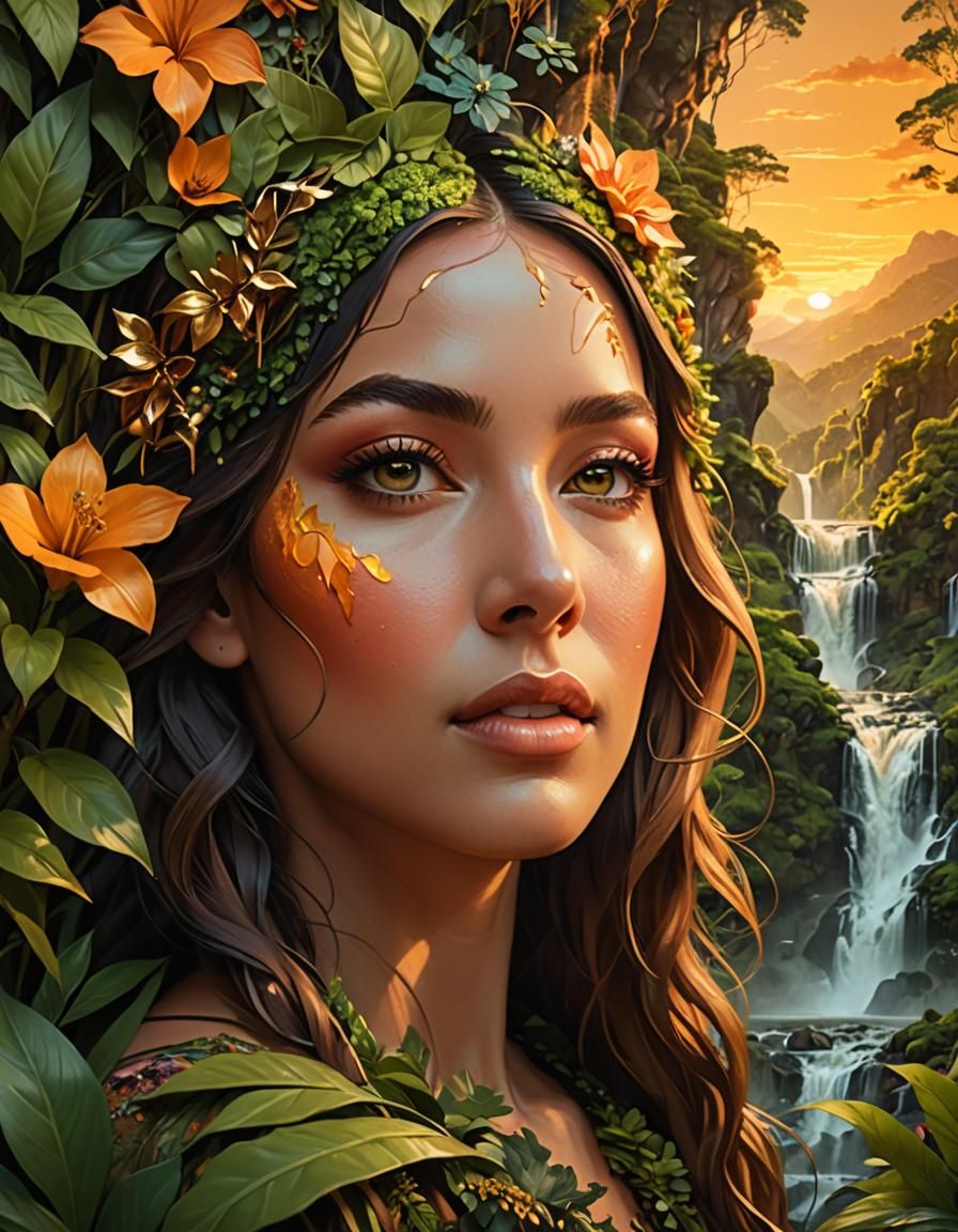 Enchanting 3D Landscape Painting on a Woman's Canvas