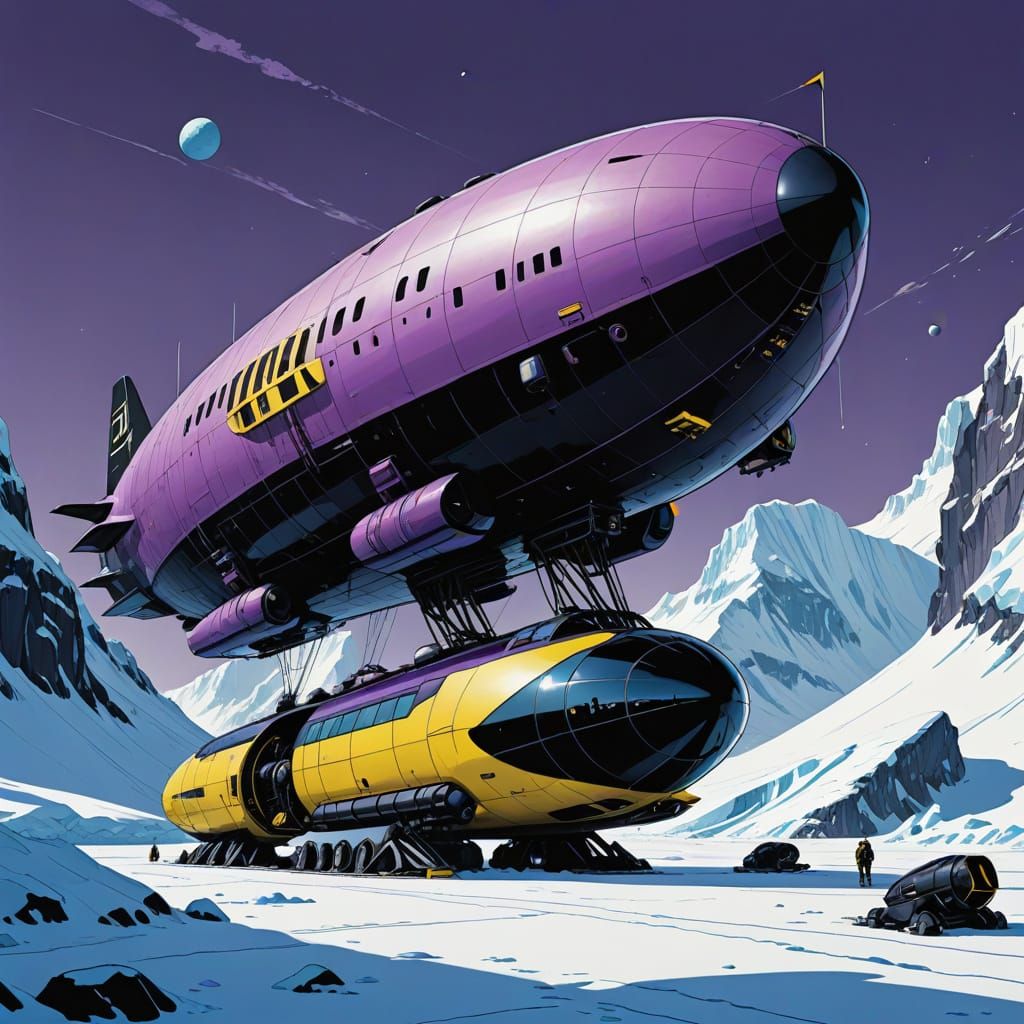 Antarctic Expedition Zeppelin in Syd Mead Style