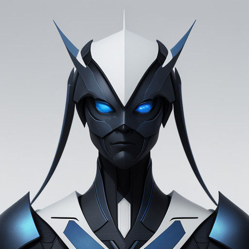 Surreal Automaton Figure in Dark Blue Haze