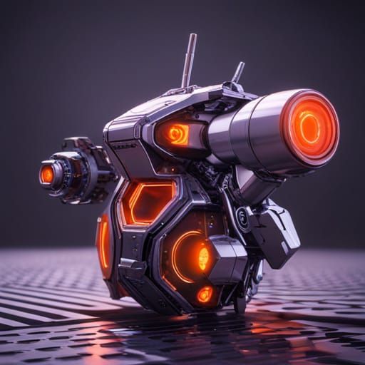 Polished Sci-Fi Mech at Ground Level, in a Futuristic Settin...