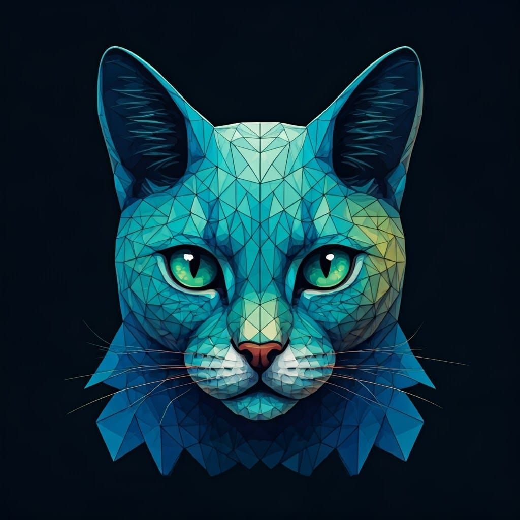 Vibrant Escher-Inspired Feline Form in Kaleidoscopic Colors