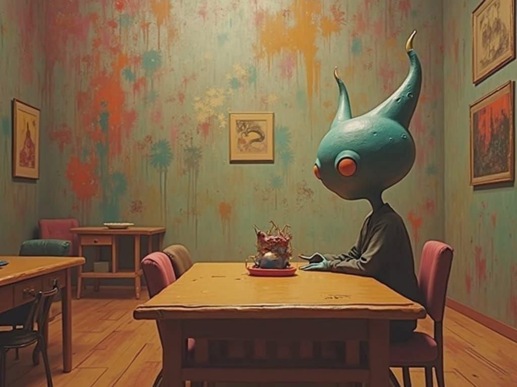 Abstract Alien Portrait in a Bizarre Landscape