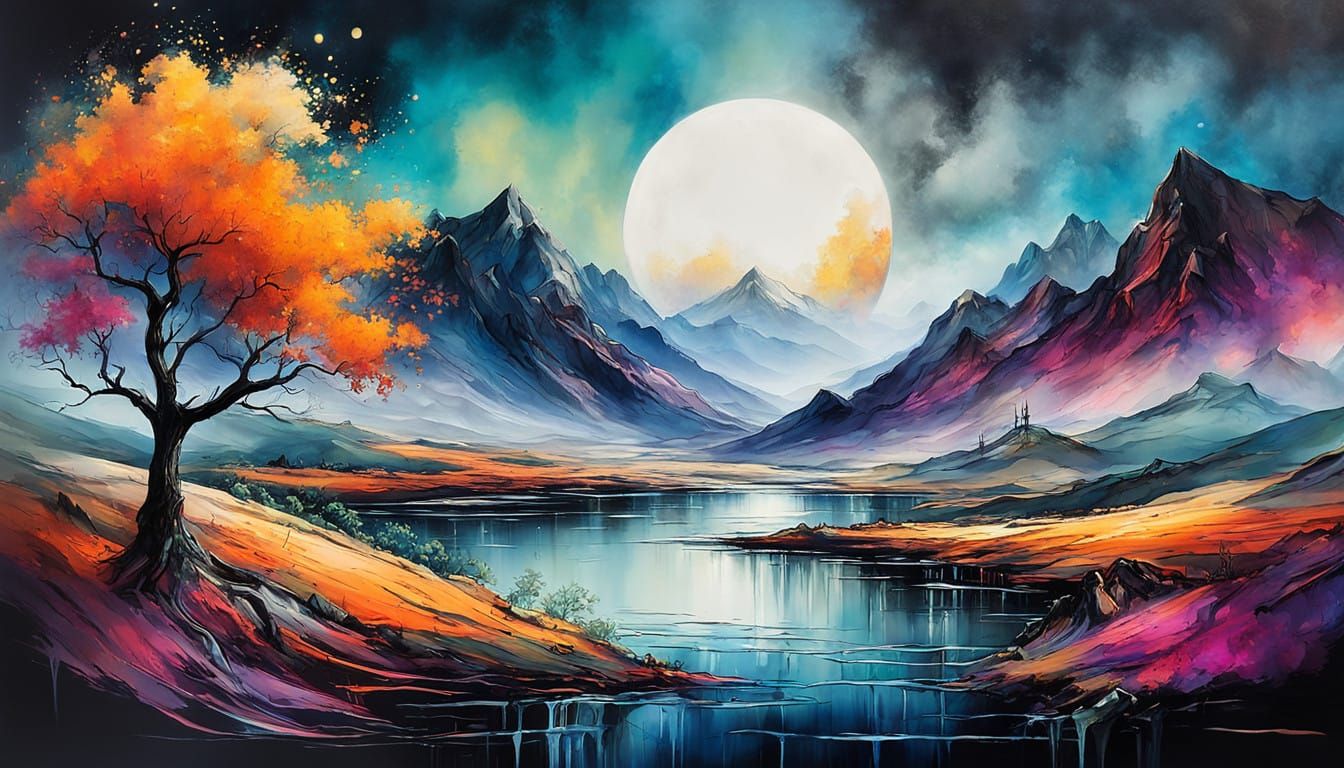 Dreamlike Realms in Vibrant, Glowing Suspension