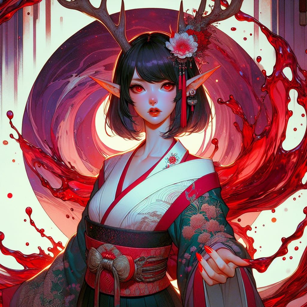 Elegant Elf Warrior Emerges from Vibrant Portal