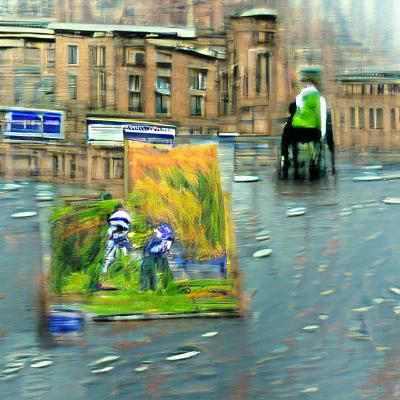 Impressionist Glasgow Street Scene in Ashcan Style