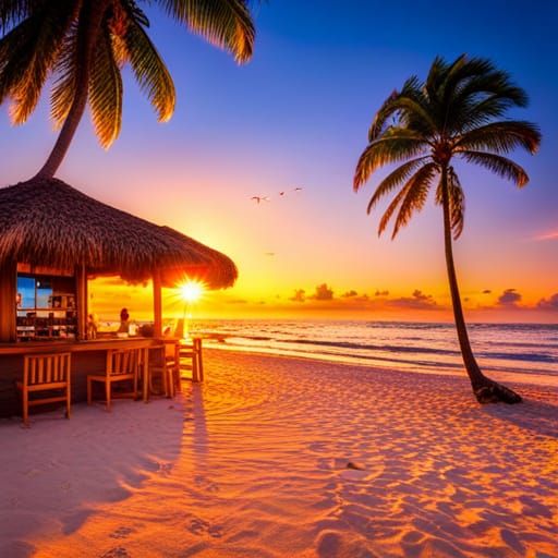 Surreal Tropical Oasis at Sunrise