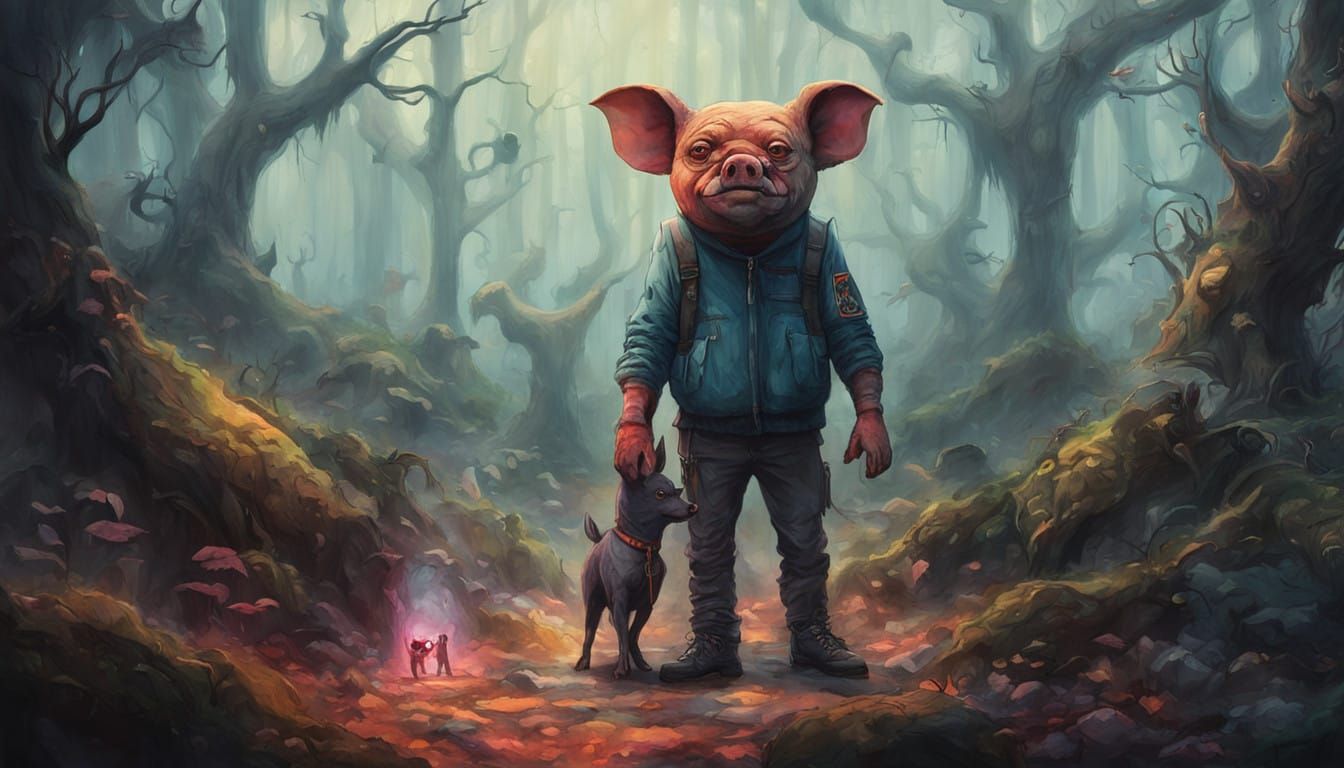 Mysterious Forest Creatures in Whimsical Darkness