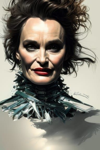 Edward Scissorhands Concept Art Portrait in Vibrant Triadic....
