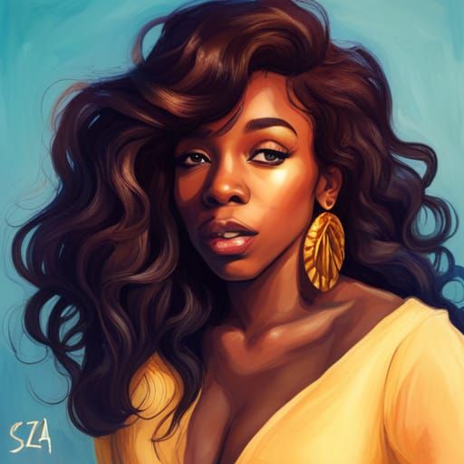 SZA in Vibrant, Abstract Musical Landscape