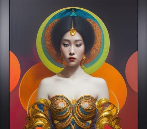 Elegant Women Dancing in a Swirling Geisha-Inspired Fantasy