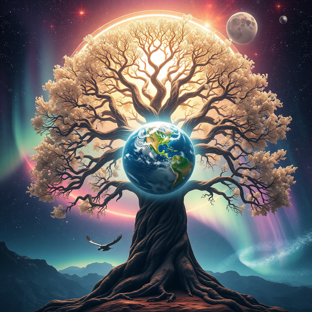 Ethereal Tree of Life in Divine Cosmic Harmony