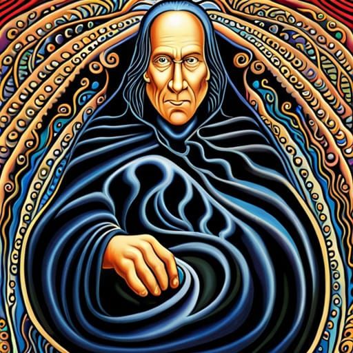 Surreal Goth Wizard in Intricate Patterns