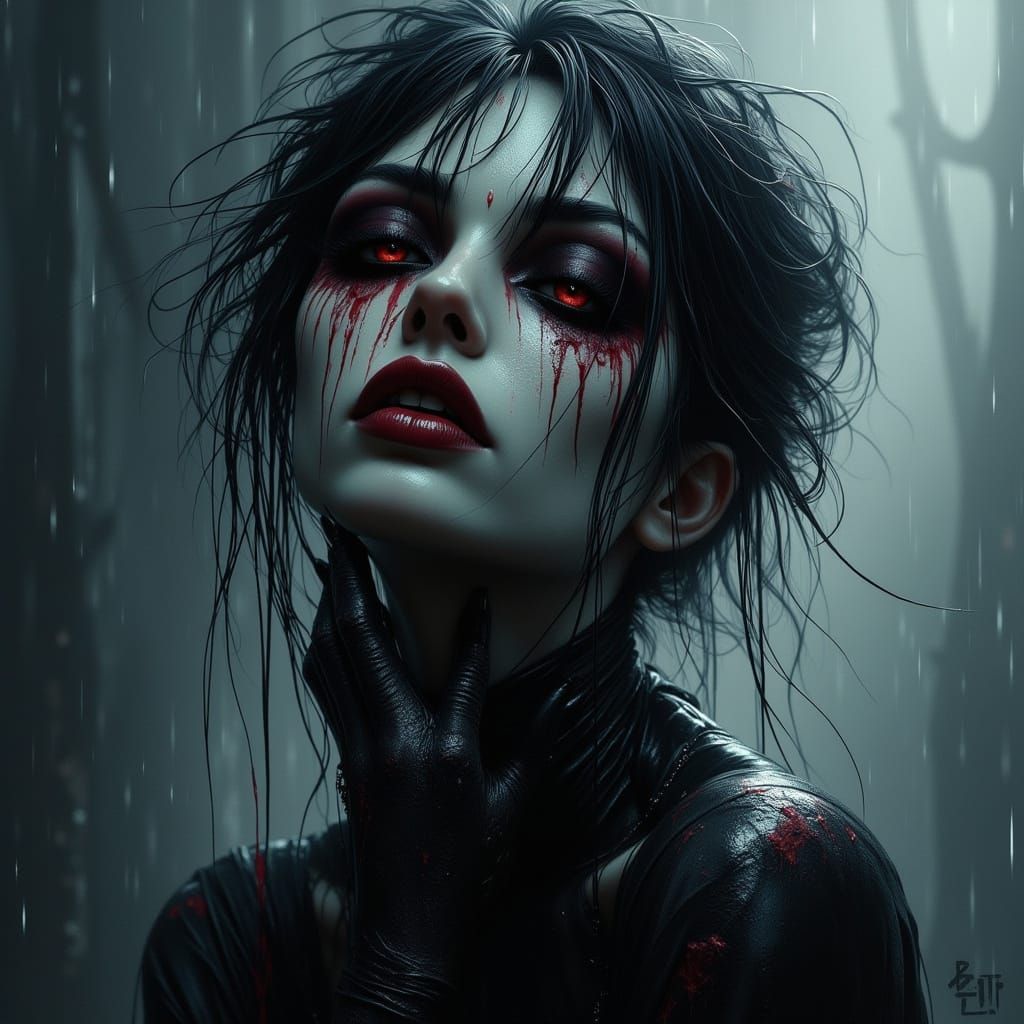 Ethereal Vampire in Stormy Dark Fantasy