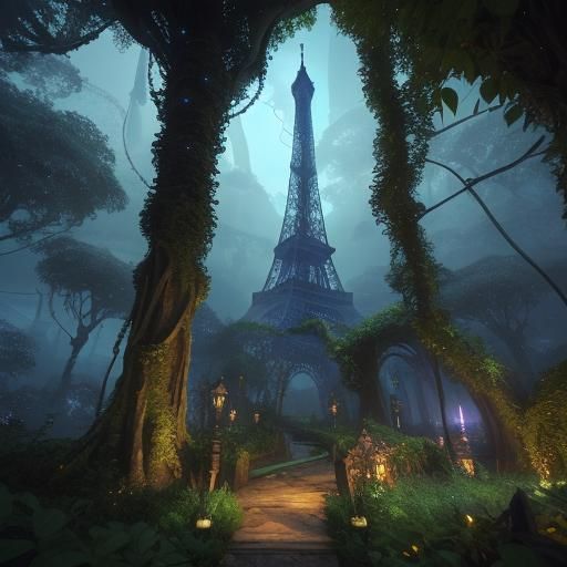 Ethereal Eiffel Tower in Mystical Parisian Landscape