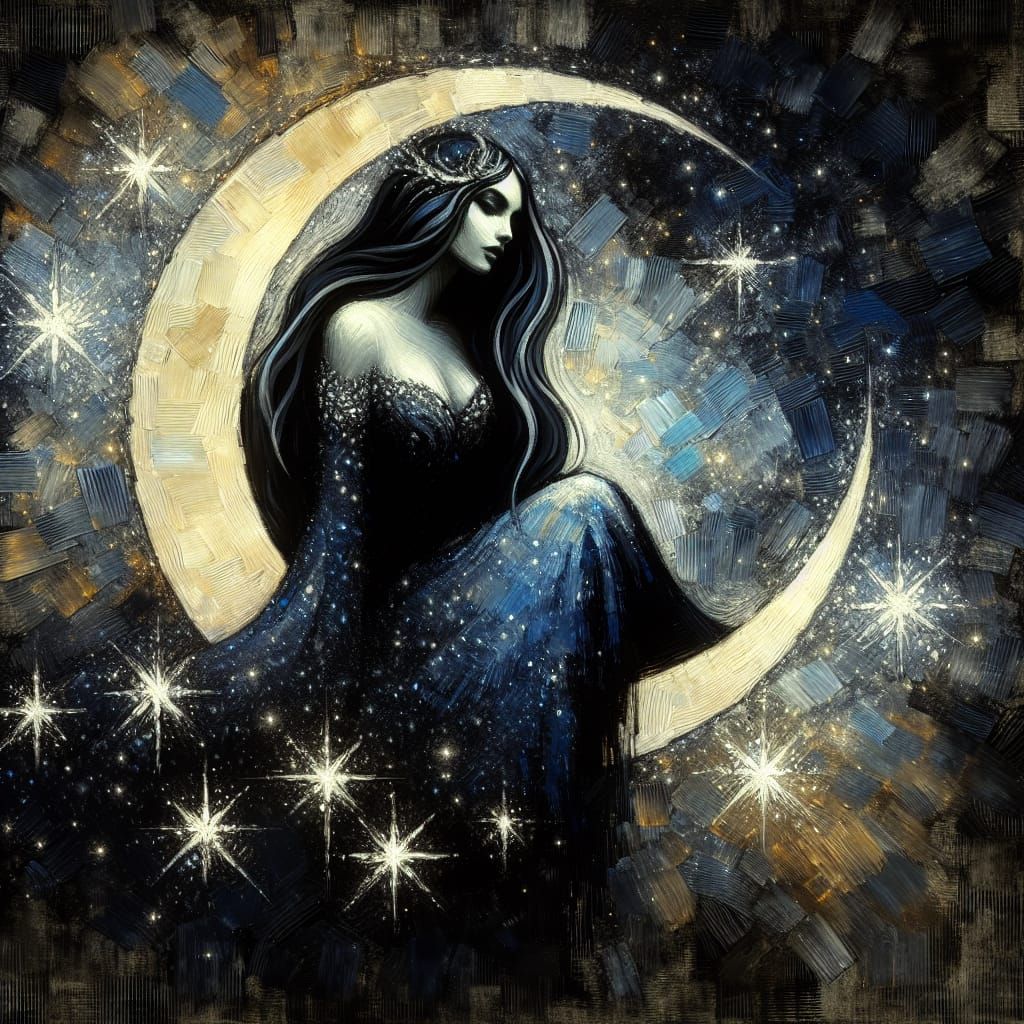 Norse Goddess of the Moon in Oil Paint Style