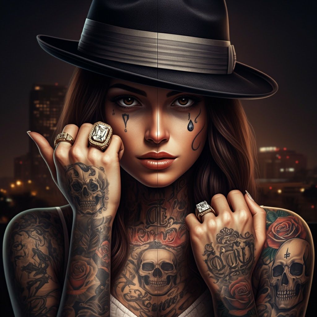 Chicano Portrait: Woman with Clown Face Design