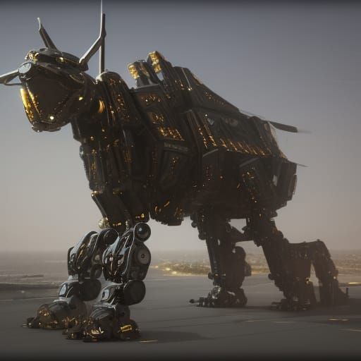 Futuristic Sci-Fi Mech in Polished Metal, Epic Cinema Shot