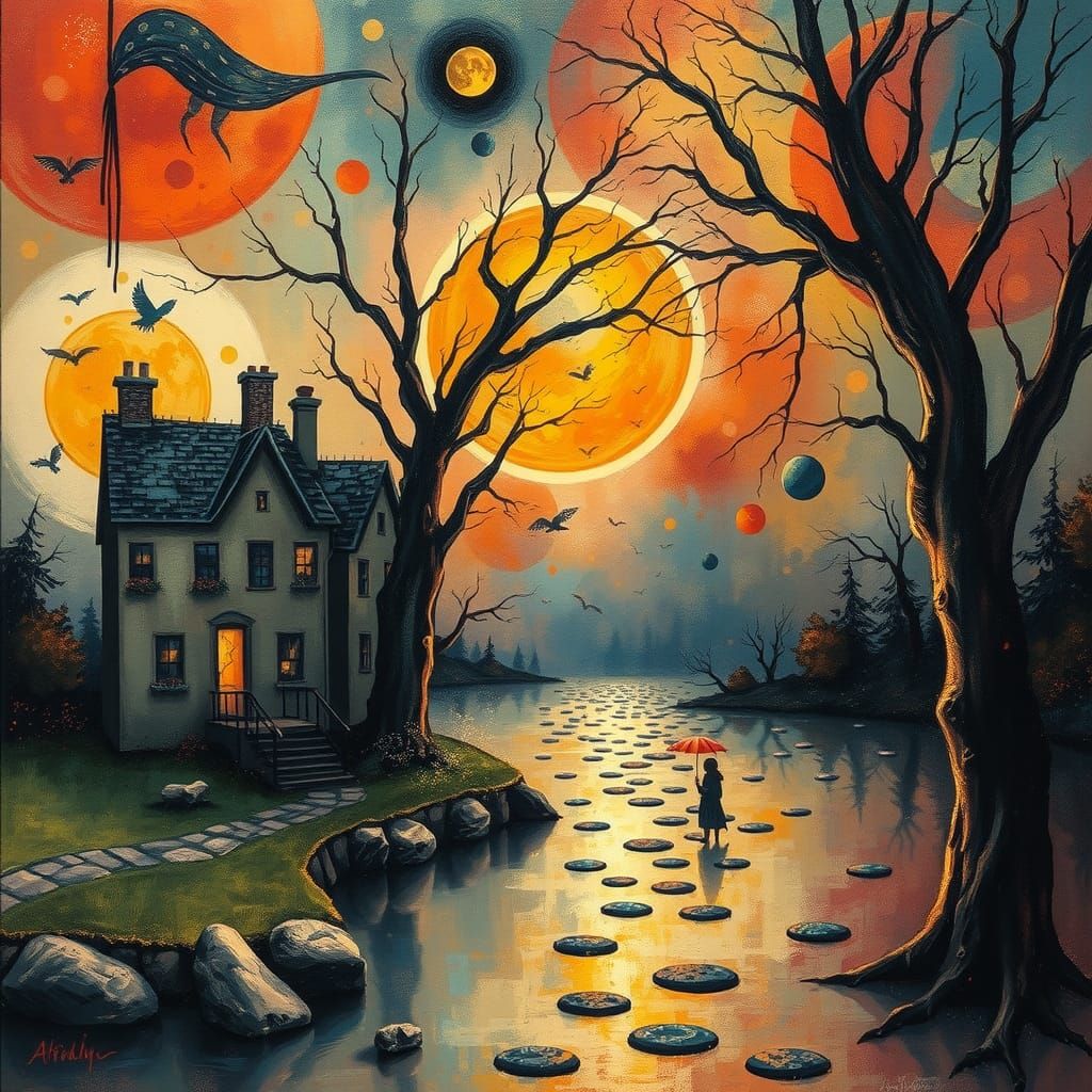 Surreal Dreamscapes in the Style of Cubist and Abstract Expr...