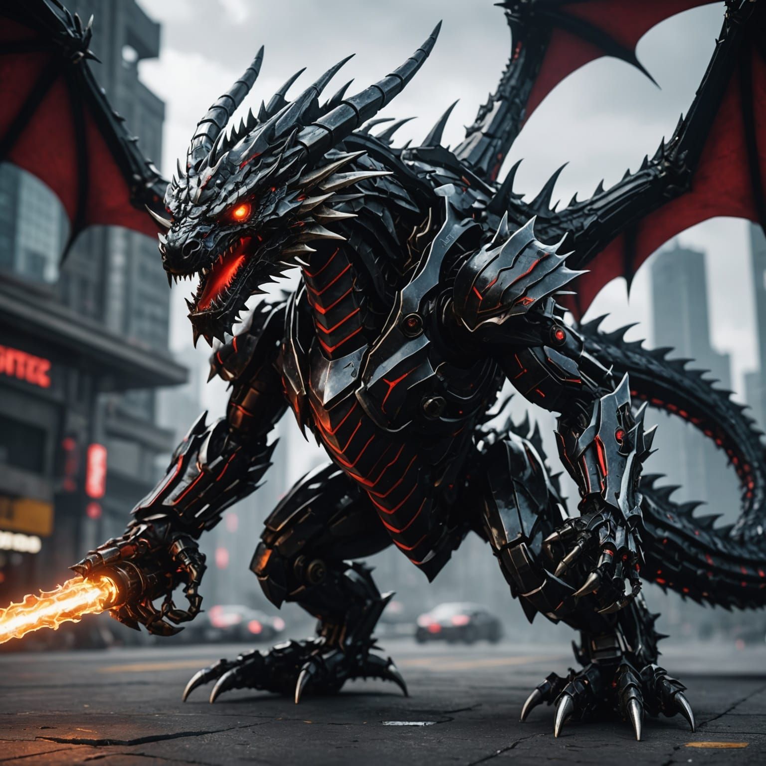 Epic Sci-Fi Metal Dragon: A Futuristic Metal Behemoth