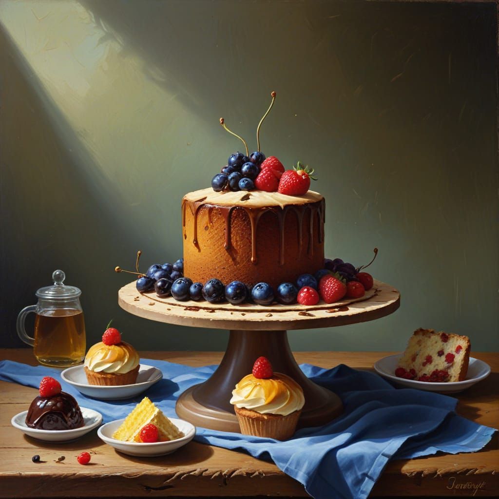 Edible Hats in Vintage Oil Painting Style