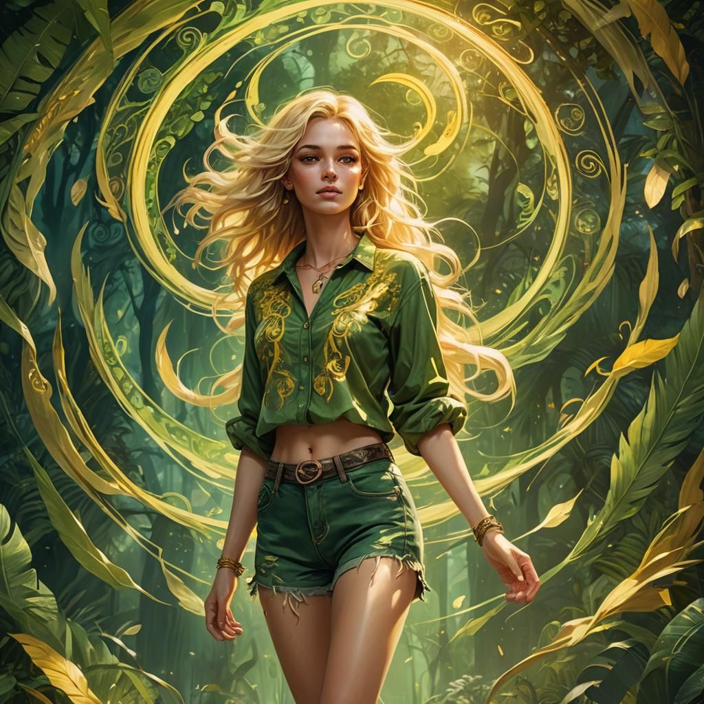 Vibrant Goddess of Life in Whimsical Fantasy Realm