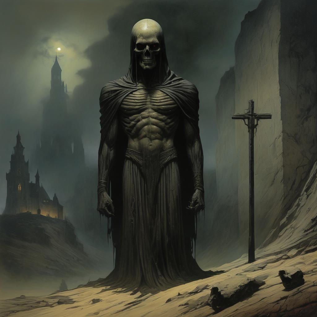 Grimdark Landscape in a Dark Cyberpunk Aesthetic