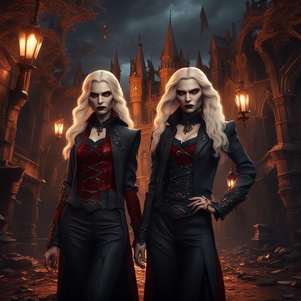Blonde Vampire Sisters in a Fantastical Realm