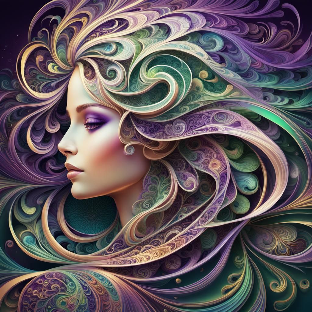 Ethereal Dreamlike Woman in Vibrant Mandala Art