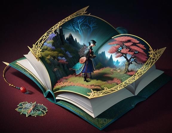 Whimsical Fantasy Realm Unfolds from an Open Tome