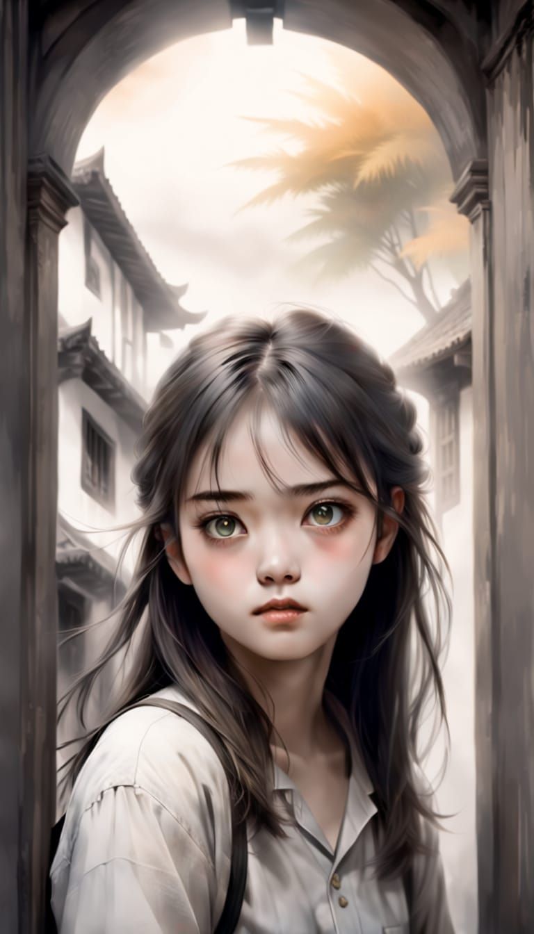 Surreal Man Walks Through Ancient Architecture