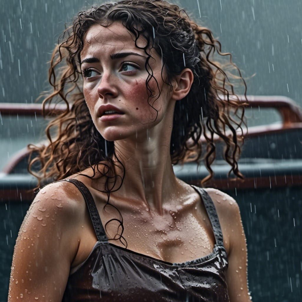 Ariadne in Turmoil at Sea as Hyperrealistic Mixed Media