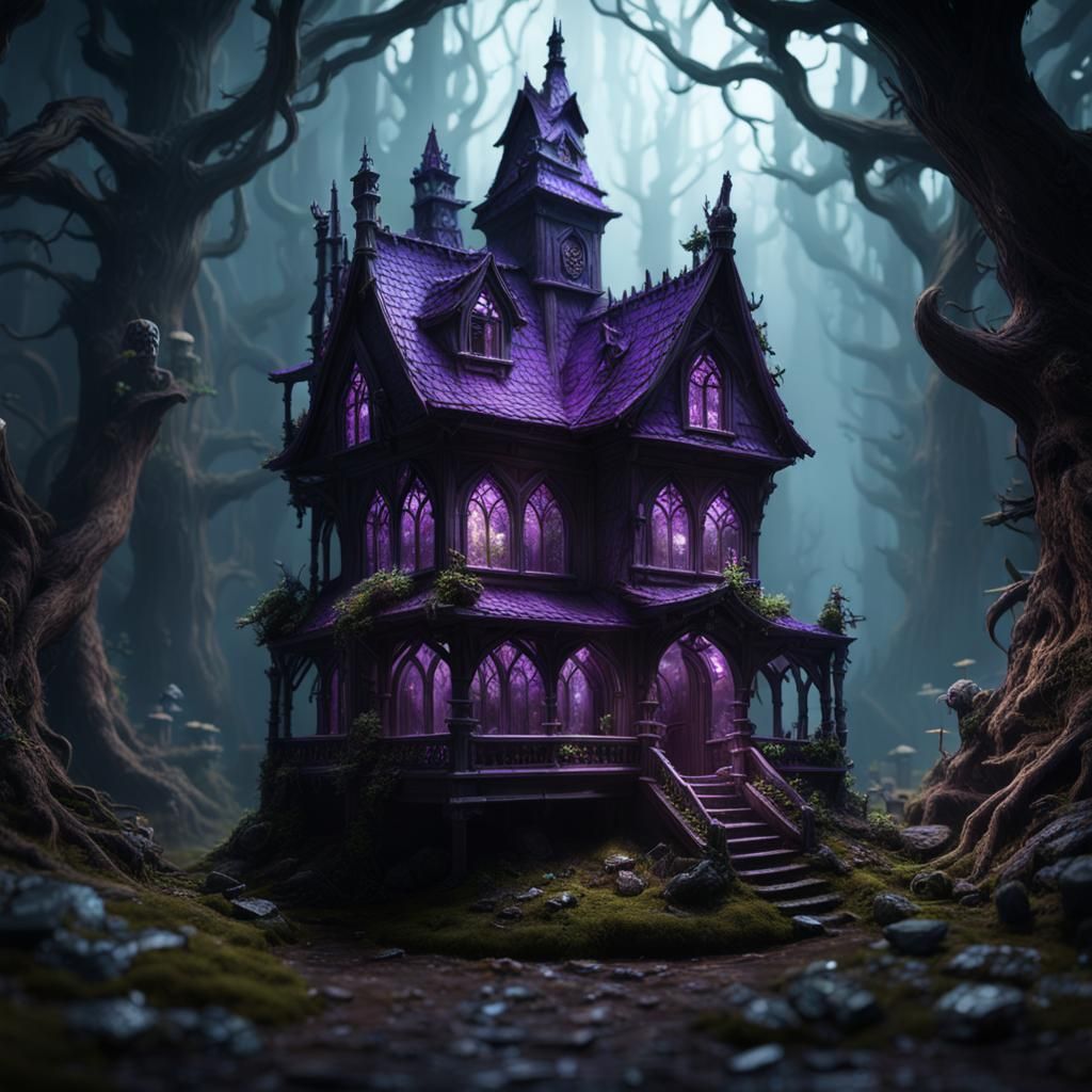 Surreal Gothic Terrarium in Dark Fantasy Style with Intricat...