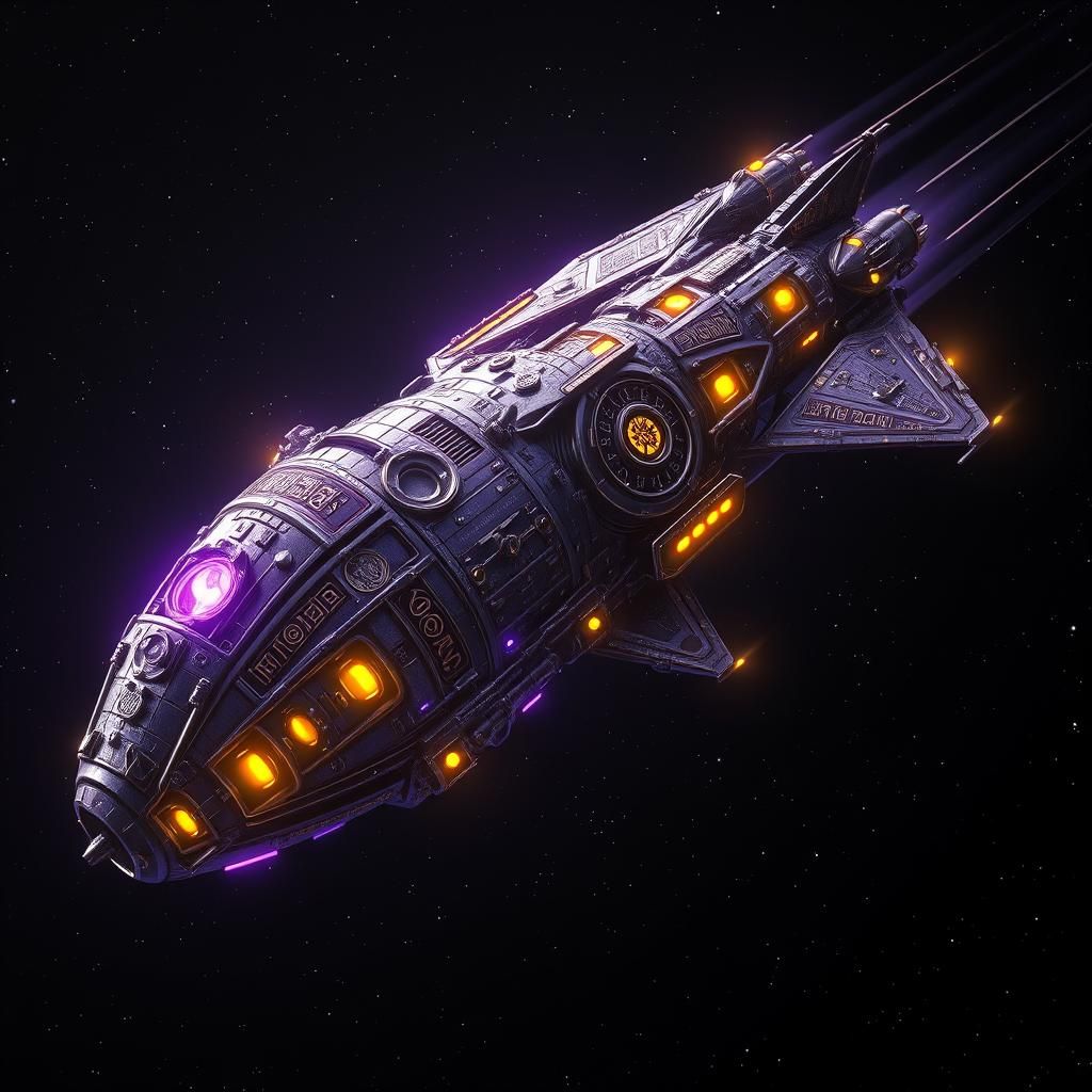 Majestic Spacecraft Soars Through Galactic Expanse in Cyberp...