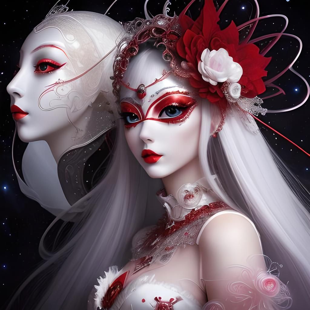 Surreal Venetian Goddess Under Cosmic Skies