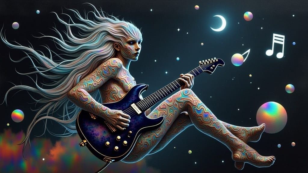 Ethereal Water Alien Rocking Out in Space