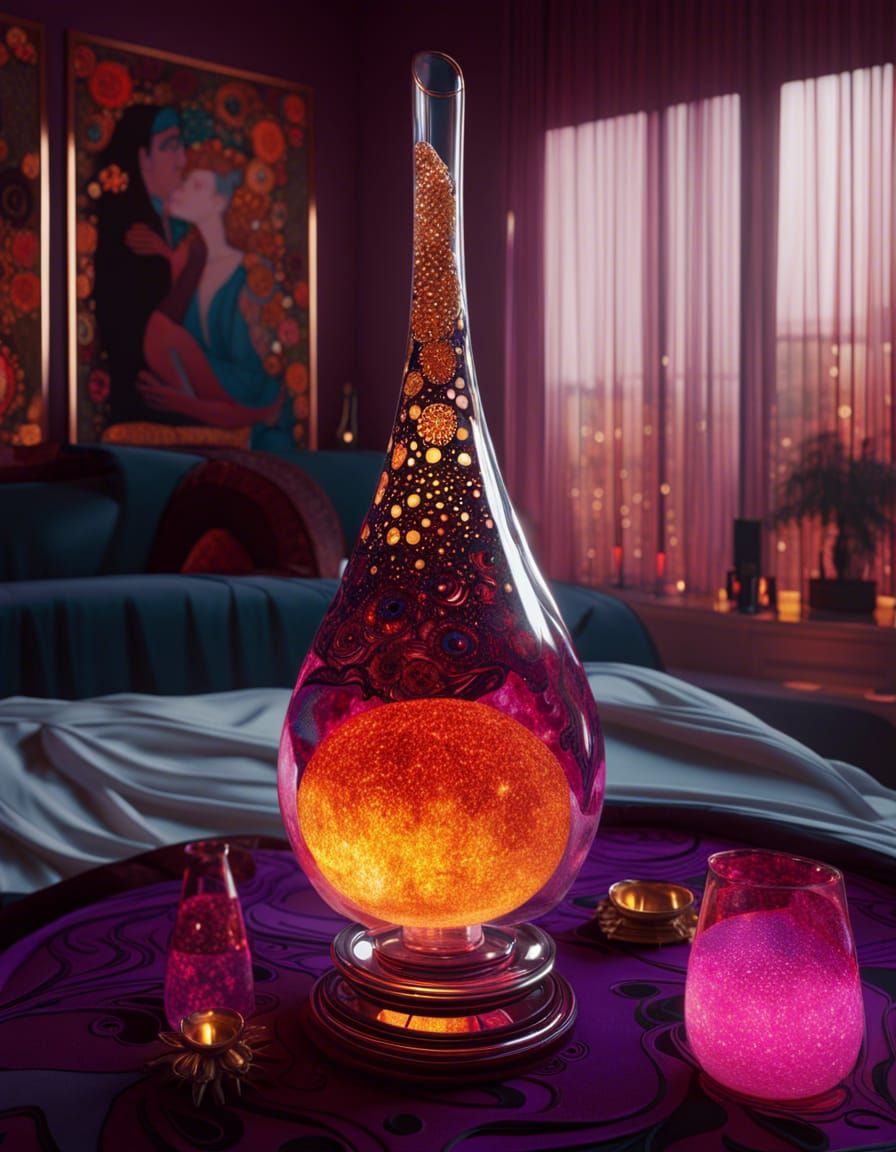 Surrealist Klimt-Inspired Lava Lamp Scene