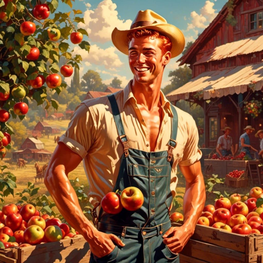 Retro Rockabilly Farmer in Vintage 1950s Style