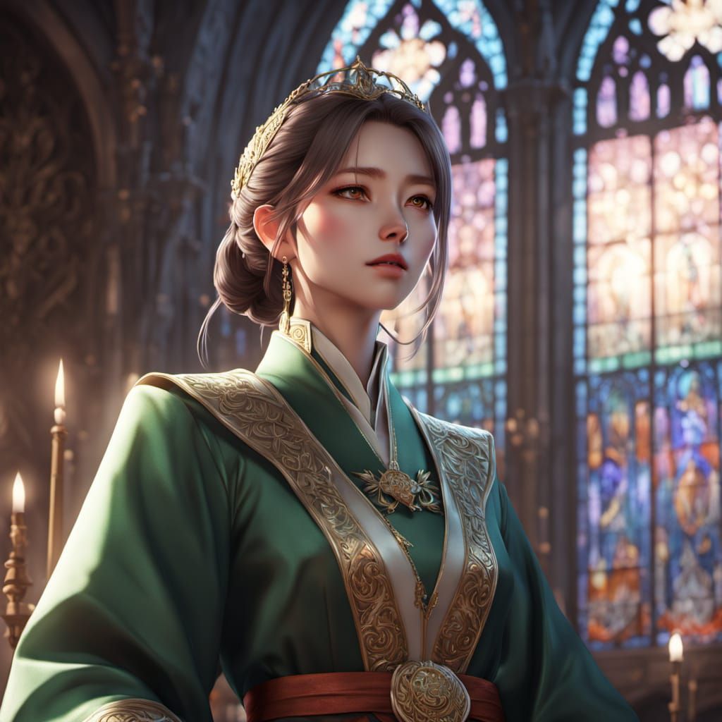 Medieval Anime Princess in Royal Castle