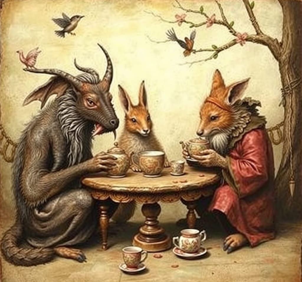 Whimsical Forest Gathering in Watercolor Style