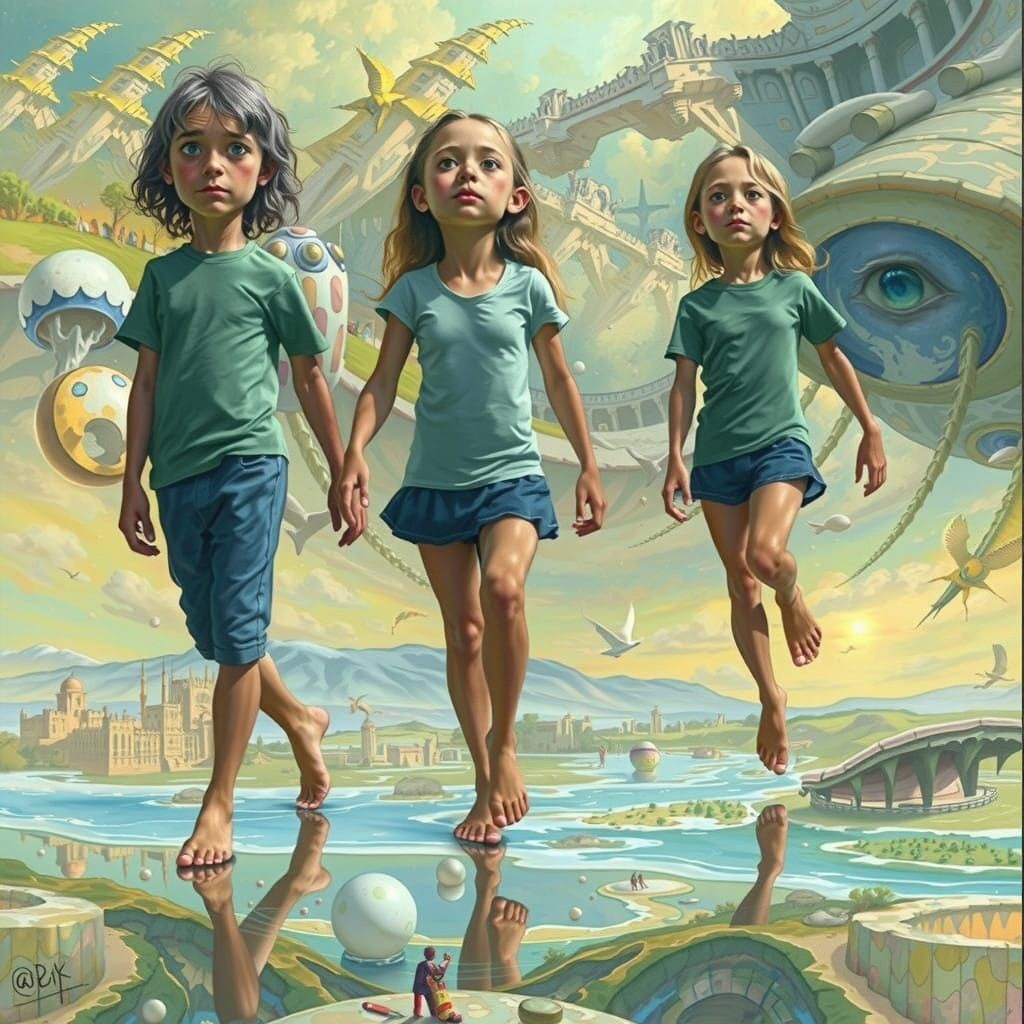 Surreal Figure Emerges from Dreamlike Vortex