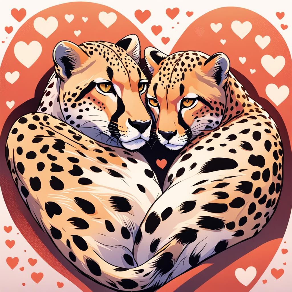 Cheetah Lovers in a Heartwarming Union