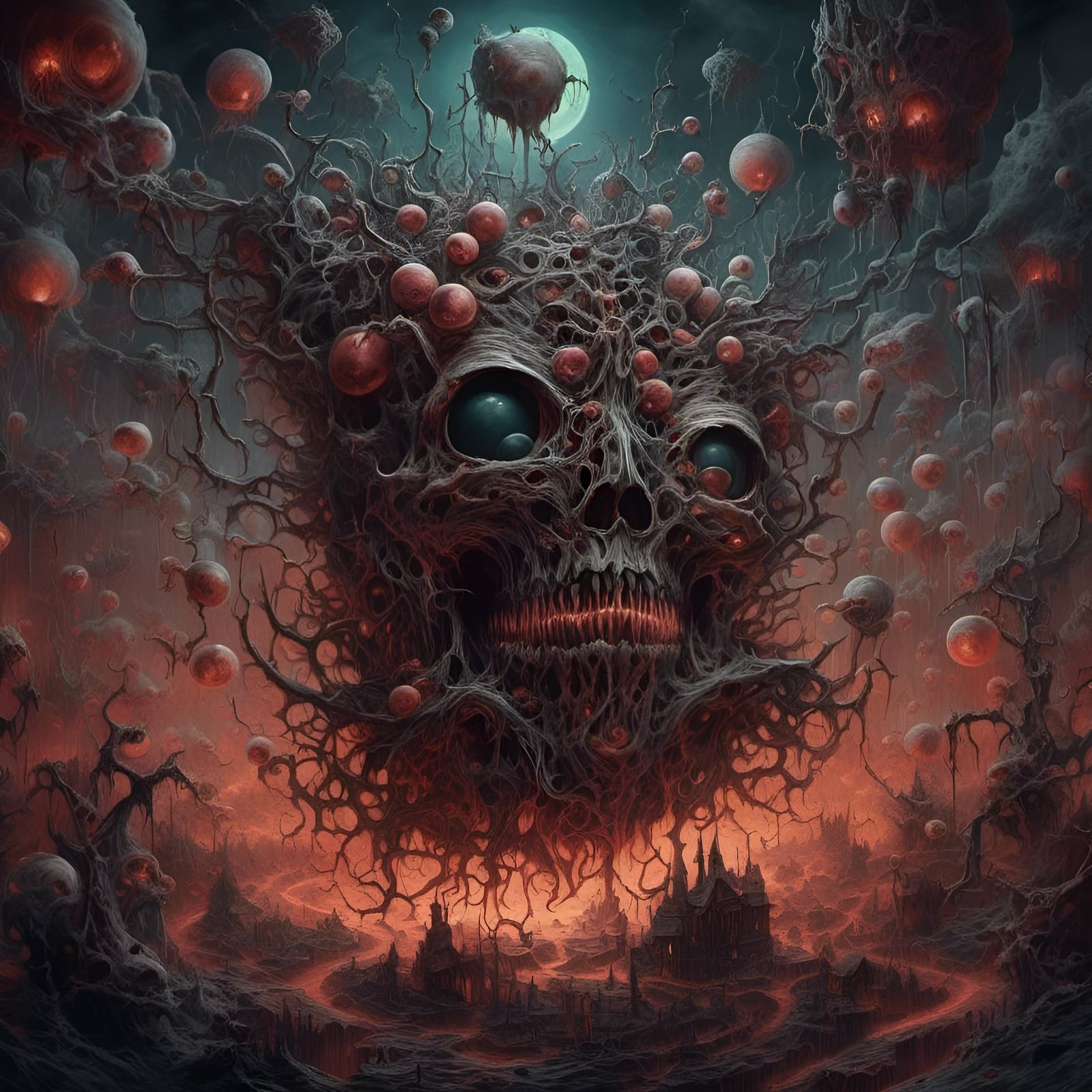 Surreal Horror Sphere Gluttony in Breathtaking Cyberpunk Aes...