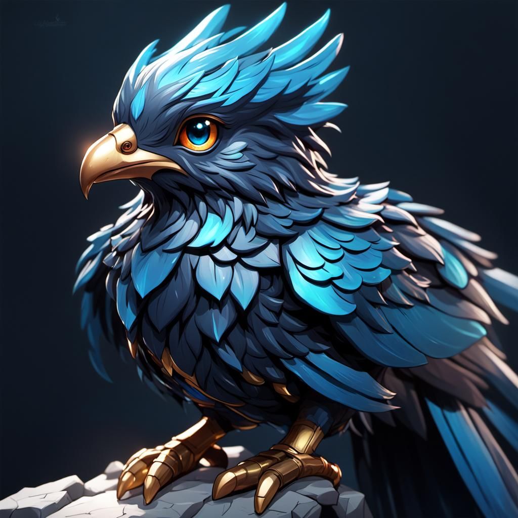 Stunning Chibi Phoenix in Triadic Hues